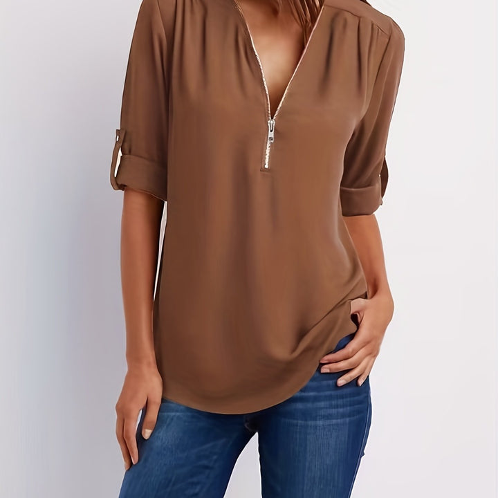 Adele V neck zip blouse – image 6