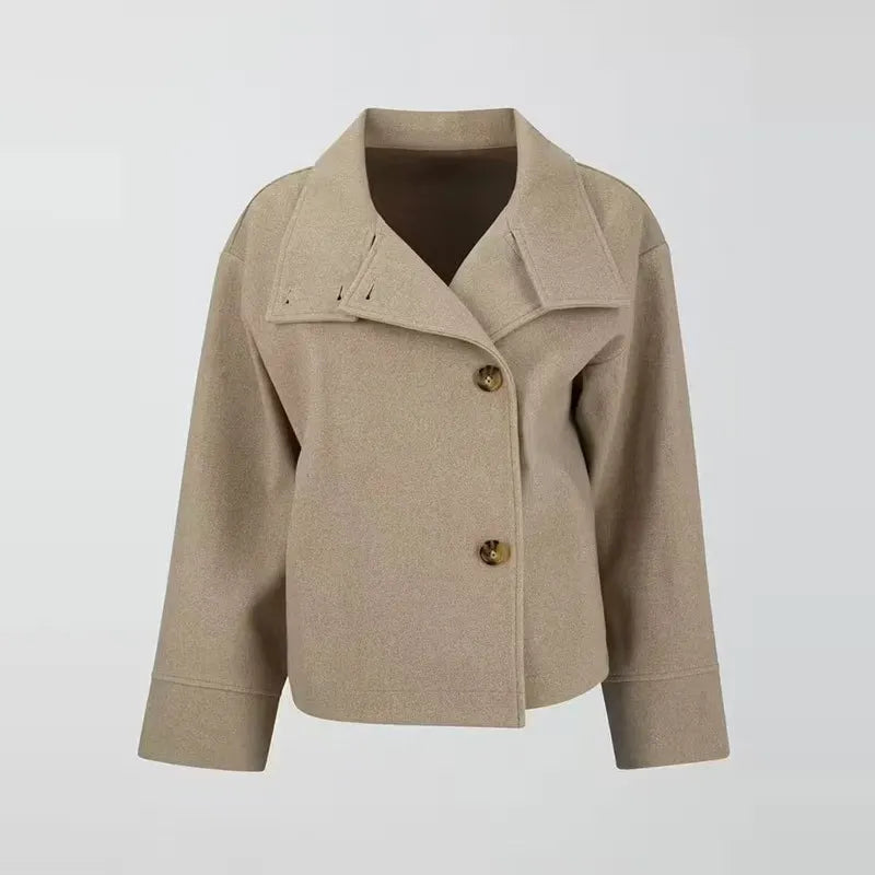 Alvera funnel neck cropped jacket with asymmetric buttons – image 5