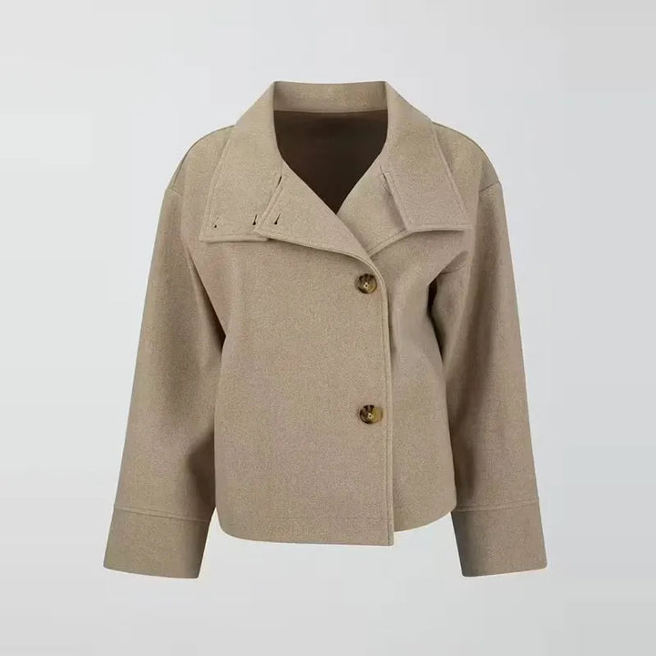 Alvera funnel neck cropped jacket with asymmetric buttons – image 5