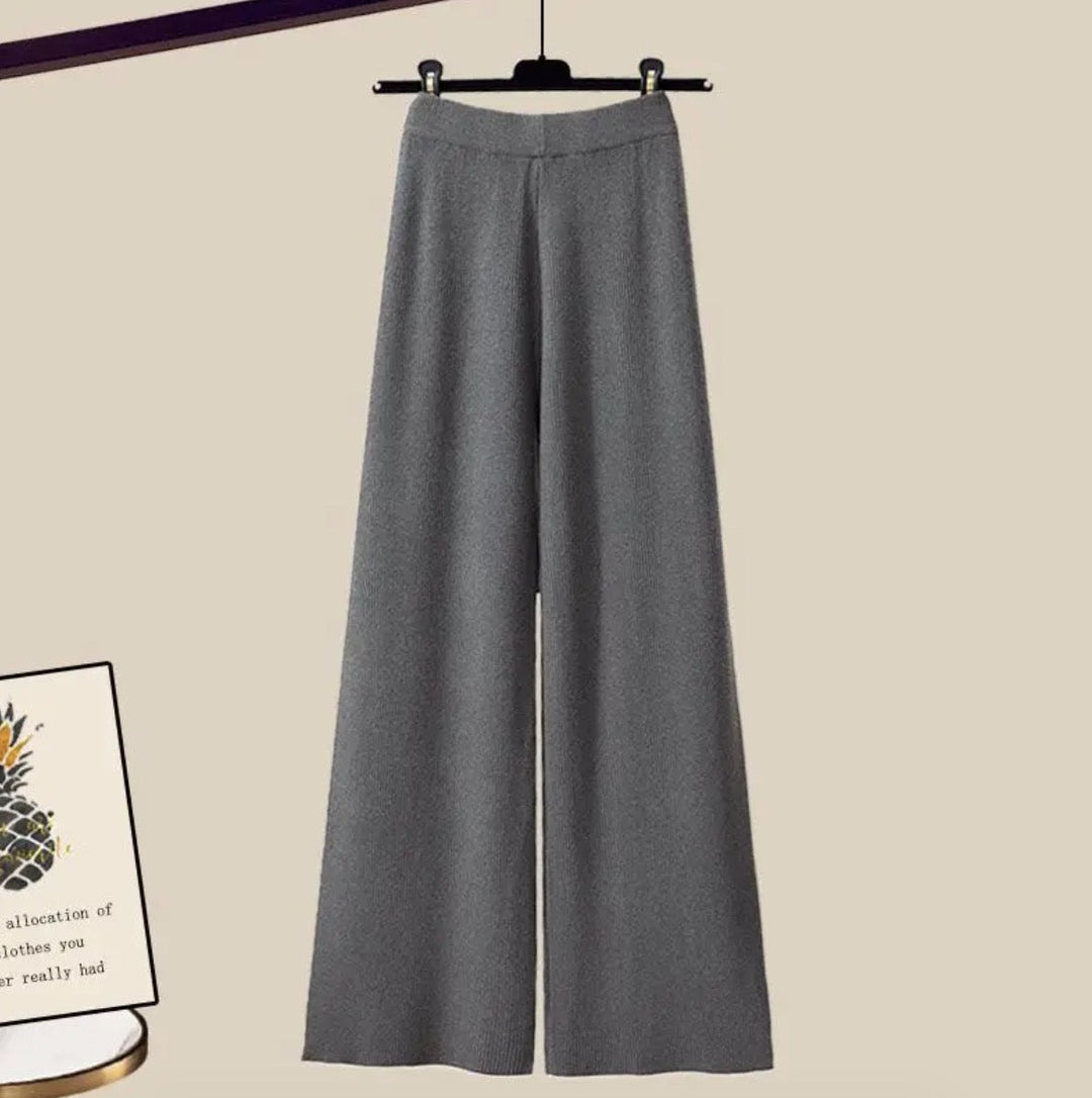 Lilou three piece layered knit and wide leg pants set – image 3