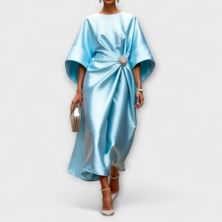 Victoria shimmer satin maxi dress