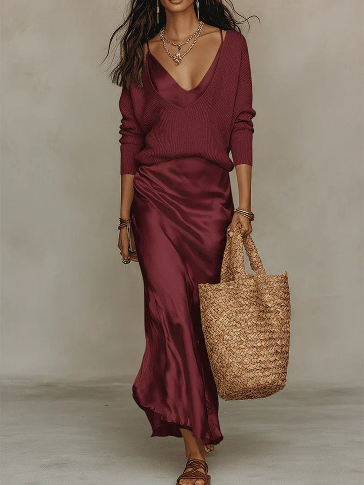Vera midi slip dress and sweater set – image 5
