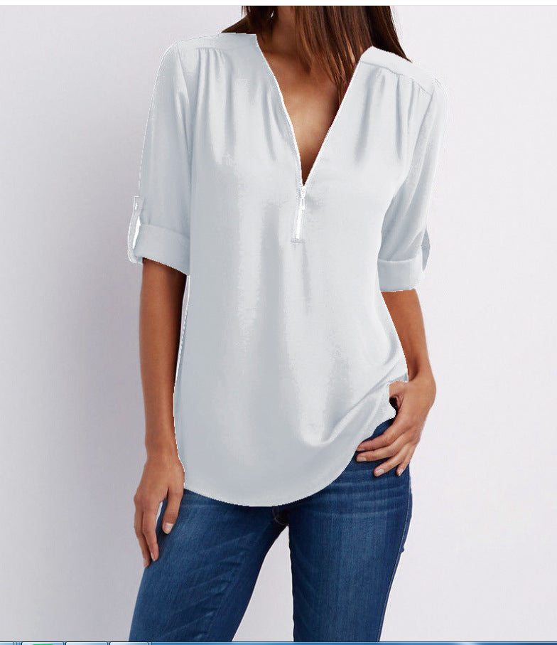 Adele V neck zip blouse – image 14
