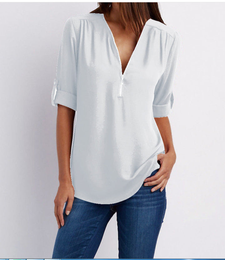 Adele V neck zip blouse – image 14