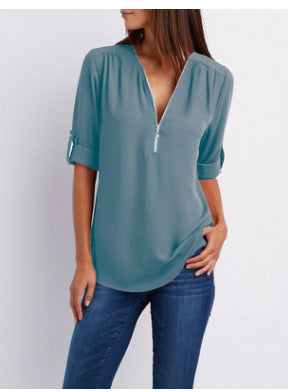 Adele V neck zip blouse – image 15