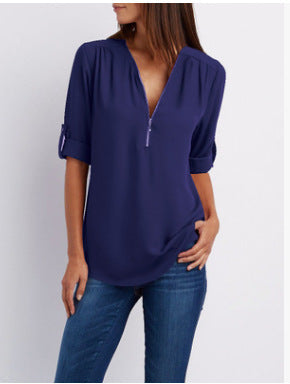 Adele V neck zip blouse – image 16