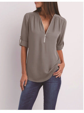 Adele V neck zip blouse – image 18