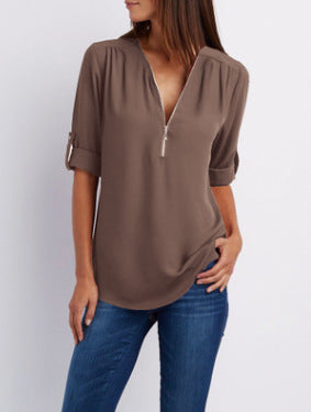 Adele V neck zip blouse – image 17