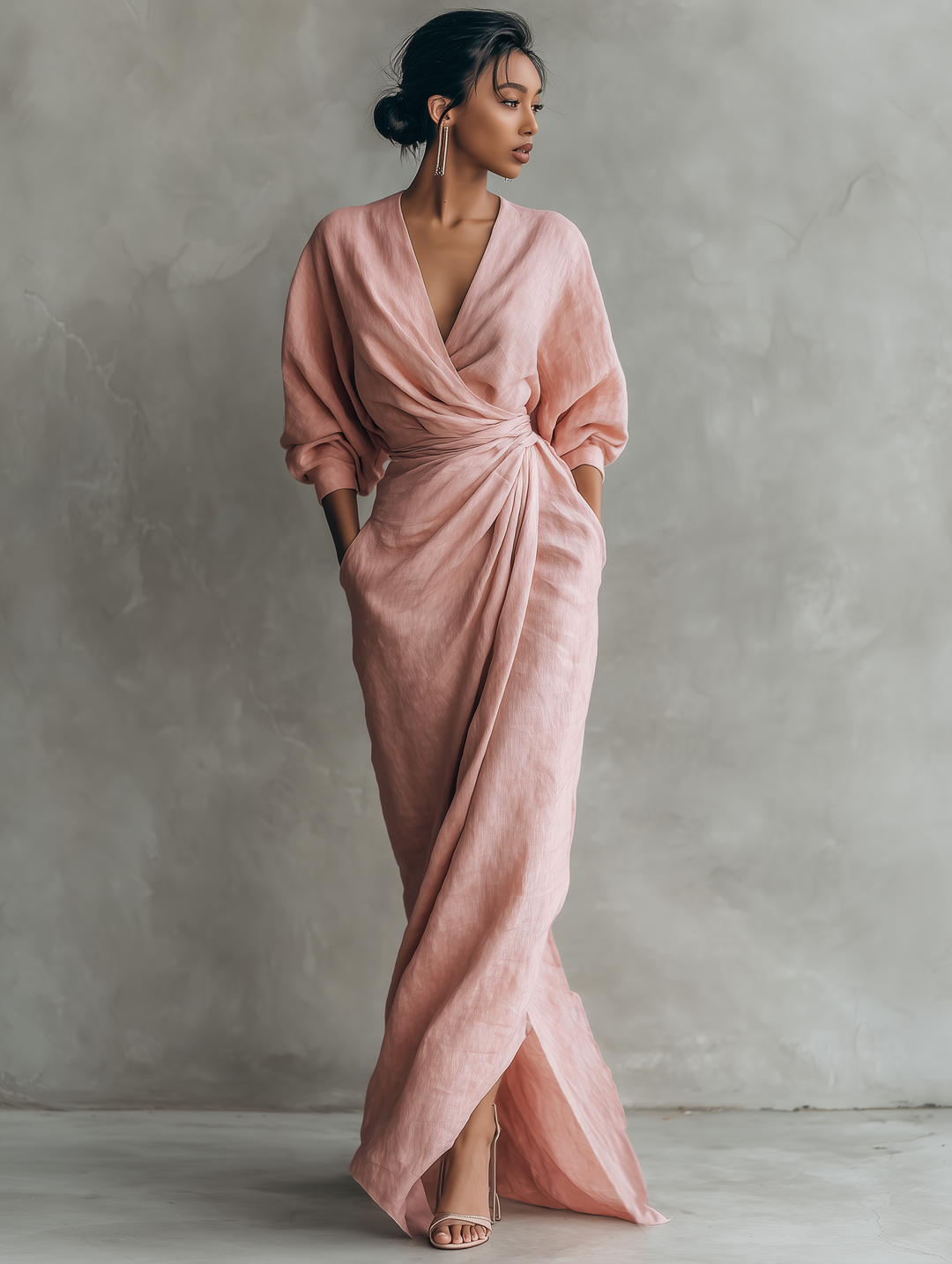Caitlyn draped waist wrap maxi dress – image 5