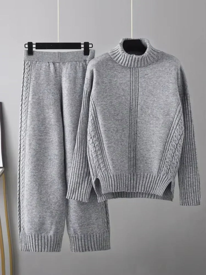 Brinley matching high neck sweater and wide leg pants set – image 4