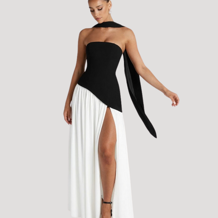 Cecily strapless maxi dress with choker neck – image 7