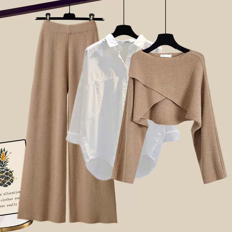 Lilou three piece layered knit and wide leg pants set – image 7