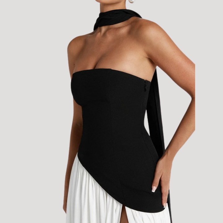 Cecily strapless maxi dress with choker neck – image 8