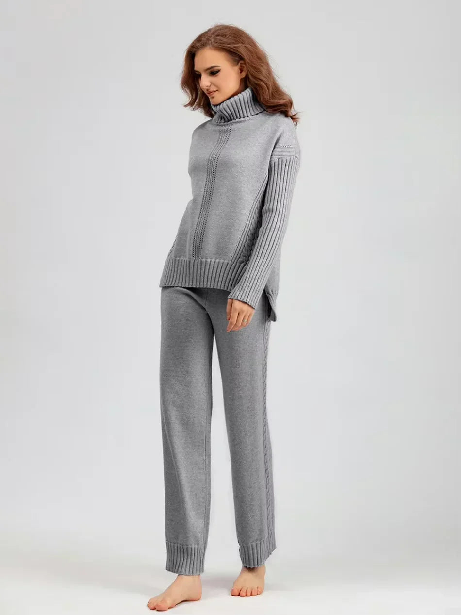 Brinley matching high neck sweater and wide leg pants set – image 16
