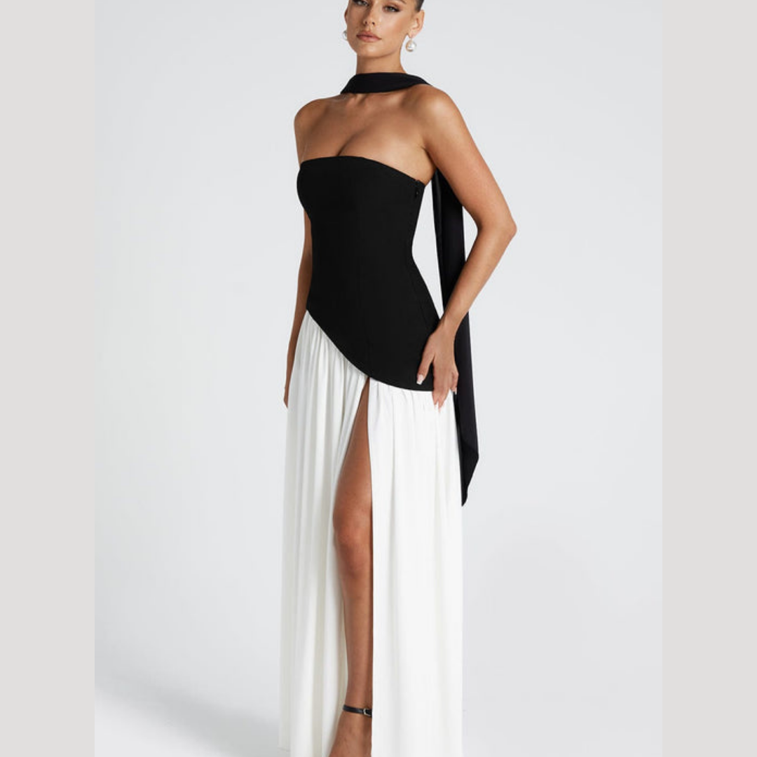 Cecily strapless maxi dress with choker neck – image 9