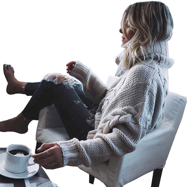 Anna chunky cable knit turtleneck sweater – image 5
