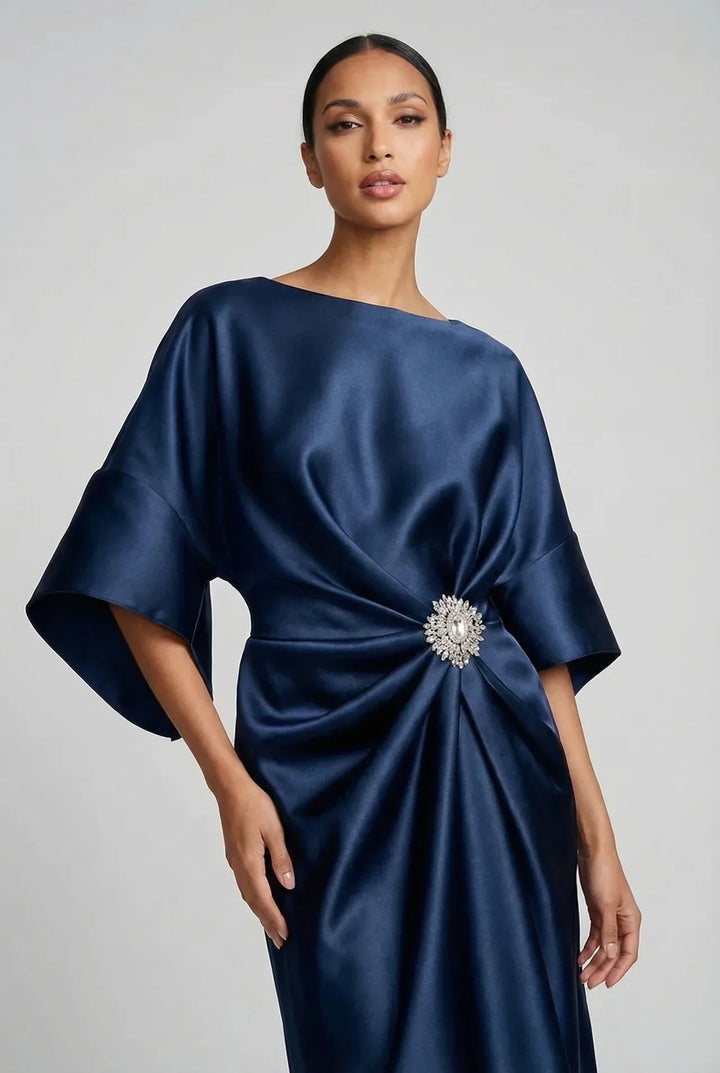 Marguerite batwing sleeve satin midi dress – image 5