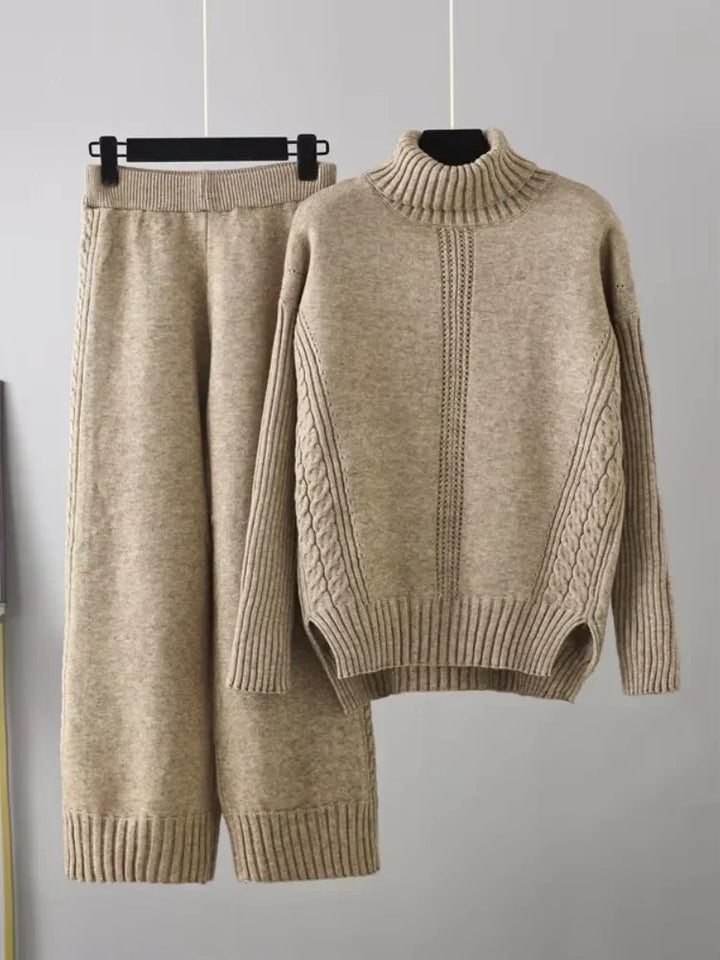 Brinley matching high neck sweater and wide leg pants set – image 5