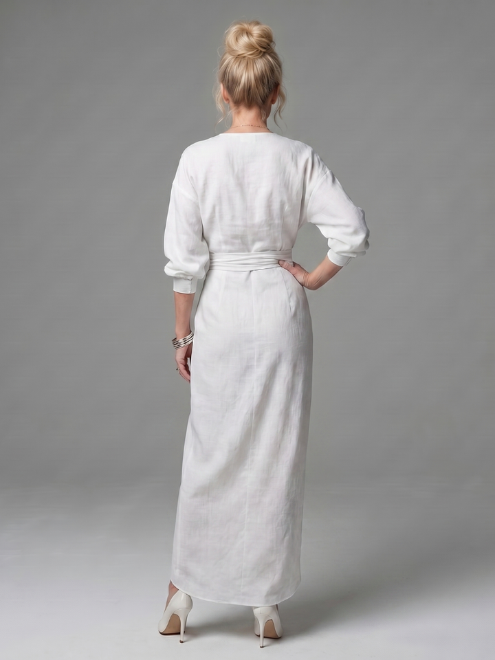 Talia long sleeve draped wrap maxi dress – image 6