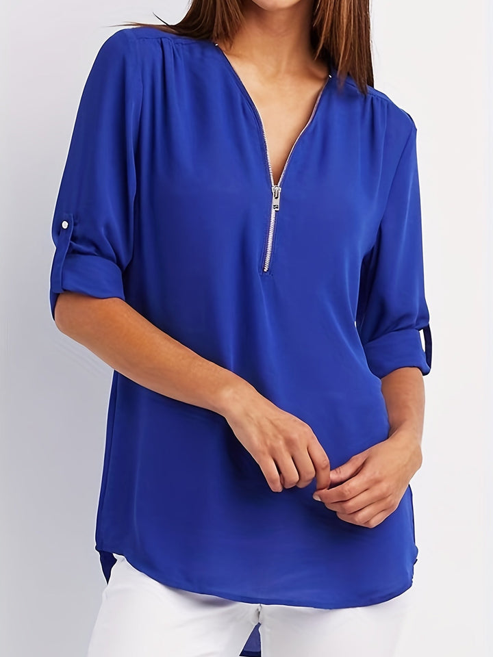 Adele V neck zip blouse – image 4
