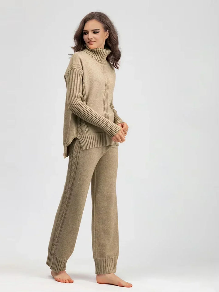 Brinley matching high neck sweater and wide leg pants set – image 18