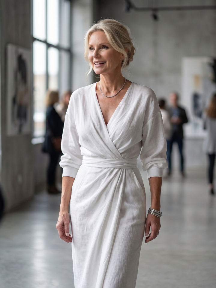 Talia long sleeve draped wrap maxi dress – image 8