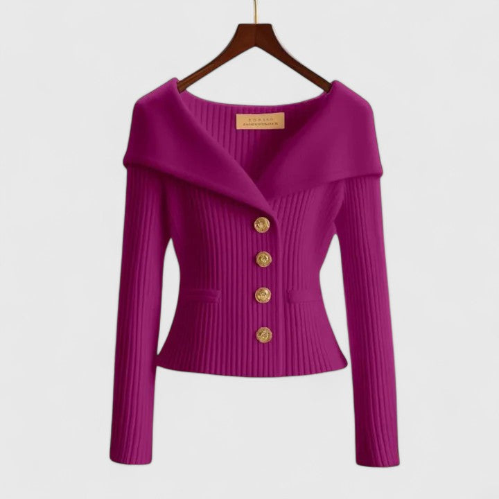 Chloe fitted wide collar cardigan – image 2