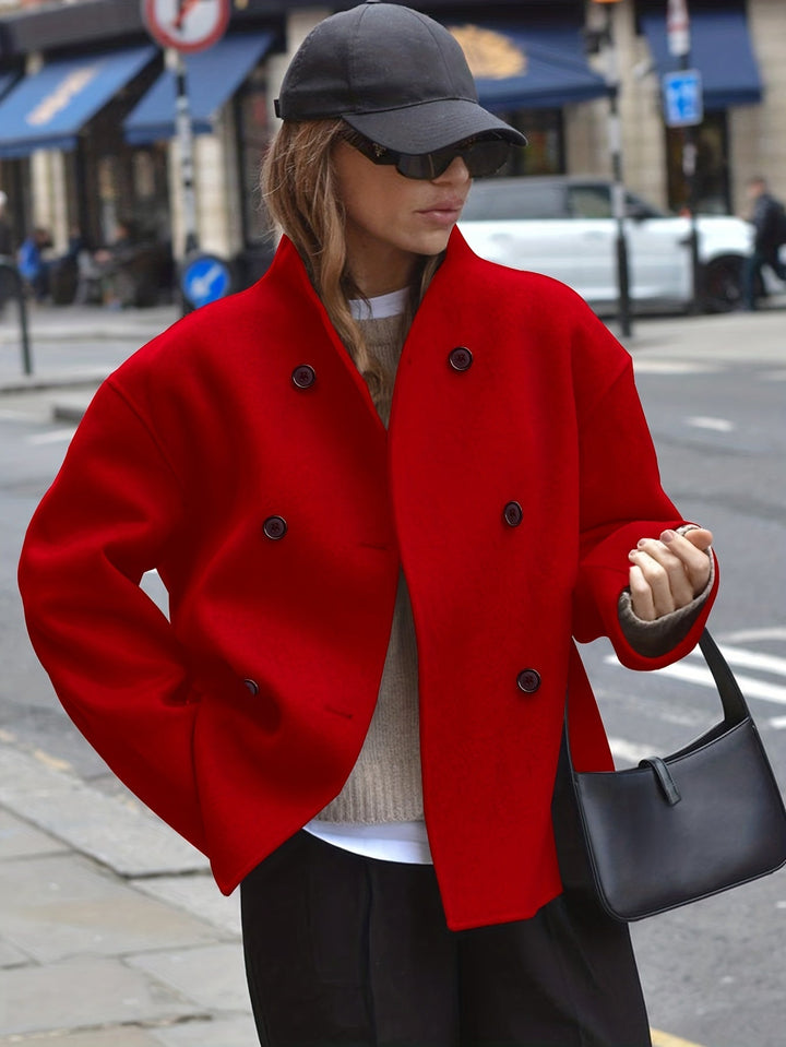 Maeve cropped stand collar pea coat – image 3