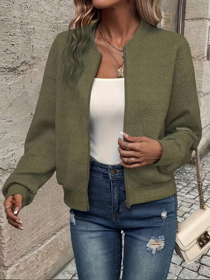 Yvette diamond quilted knit bomber jacket – image 3