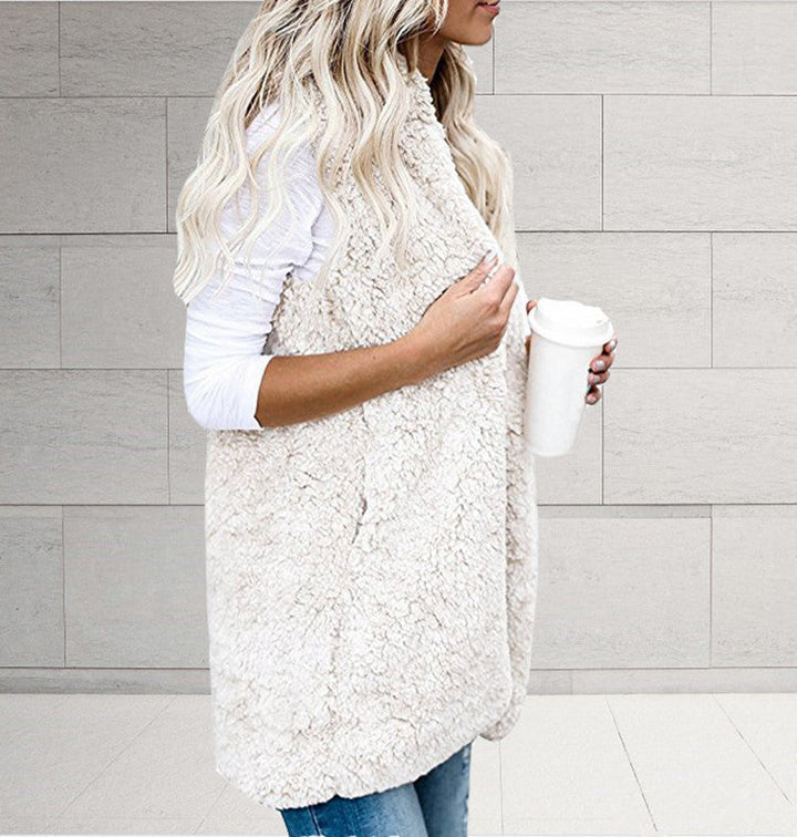 Callie sherpa fleece vest with shawl collar – image 11