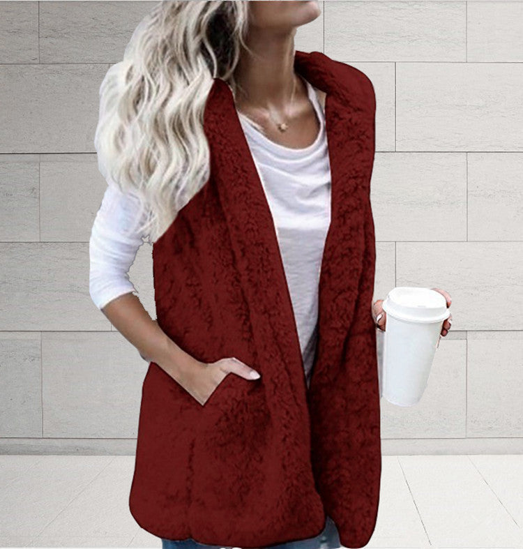 Callie sherpa fleece vest with shawl collar – image 6