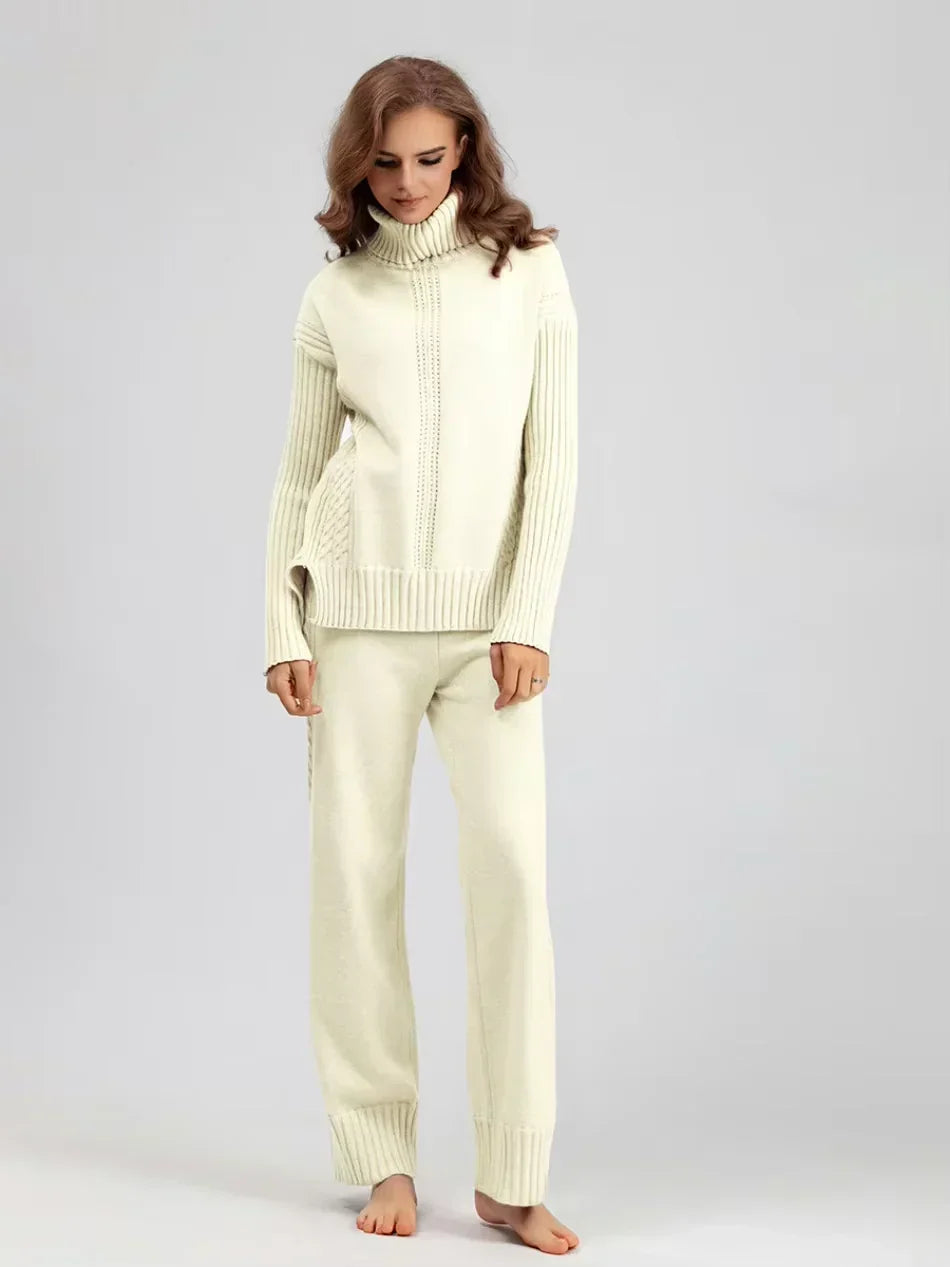 Brinley matching high neck sweater and wide leg pants set – image 21
