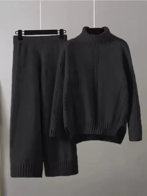Brinley matching high neck sweater and wide leg pants set – image 7
