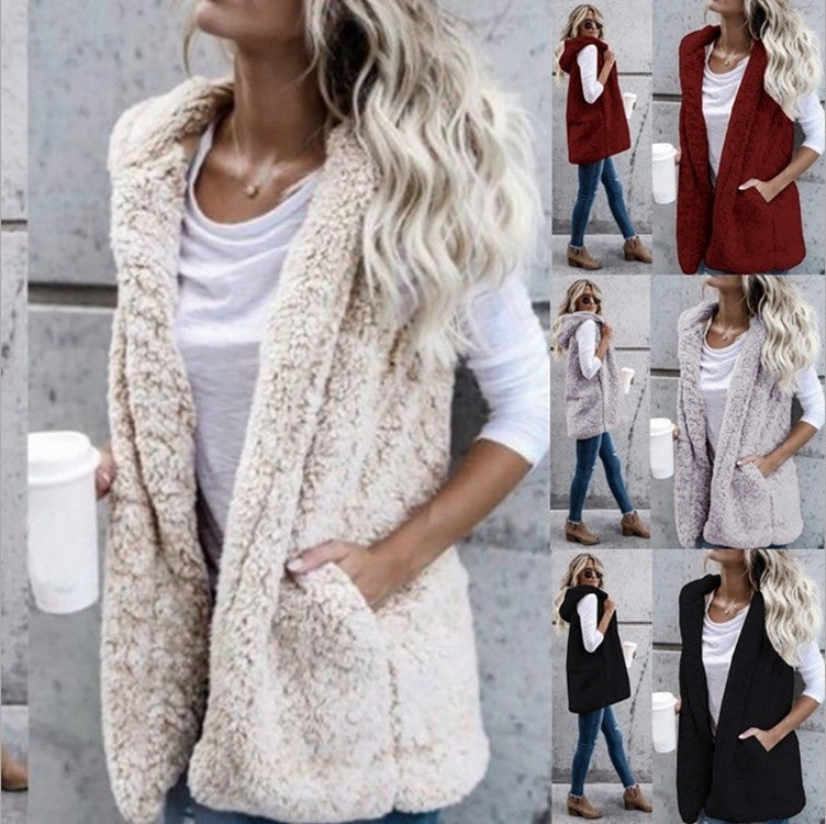 Callie sherpa fleece vest with shawl collar