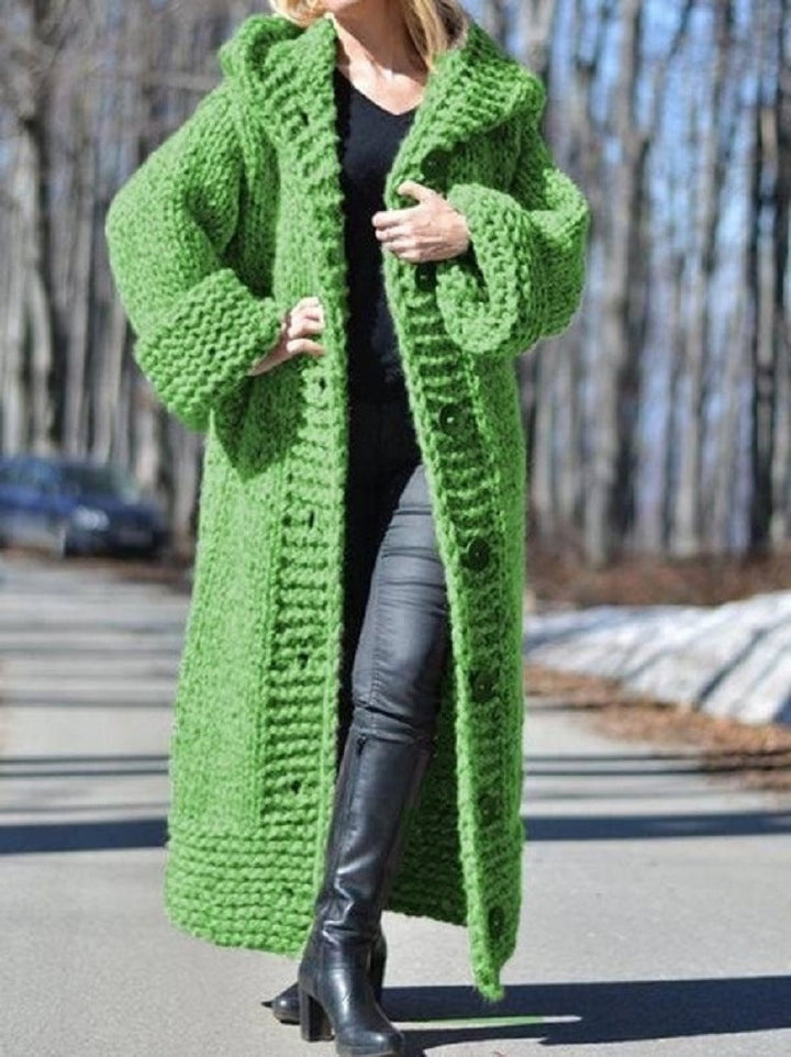 Harmony chunky knit maxi coat with hood – image 11