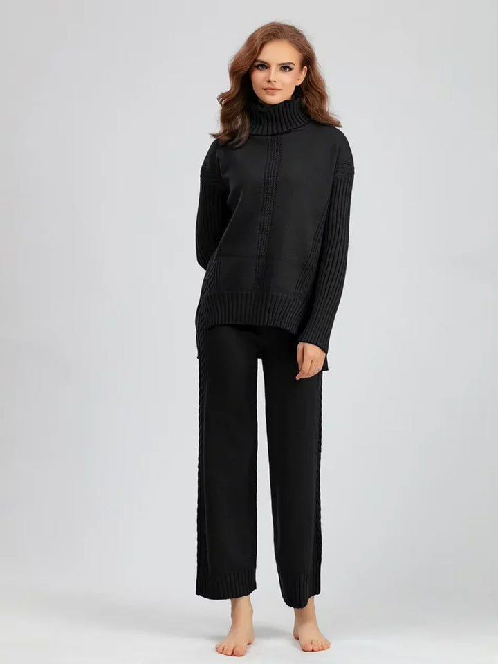 Brinley matching high neck sweater and wide leg pants set – image 22