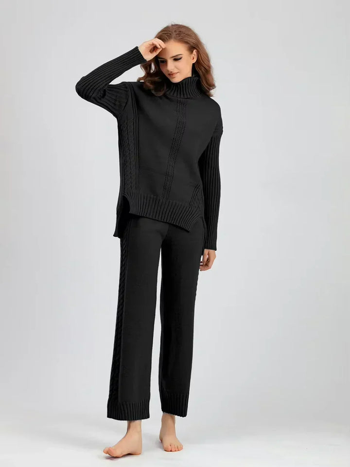 Brinley matching high neck sweater and wide leg pants set – image 23
