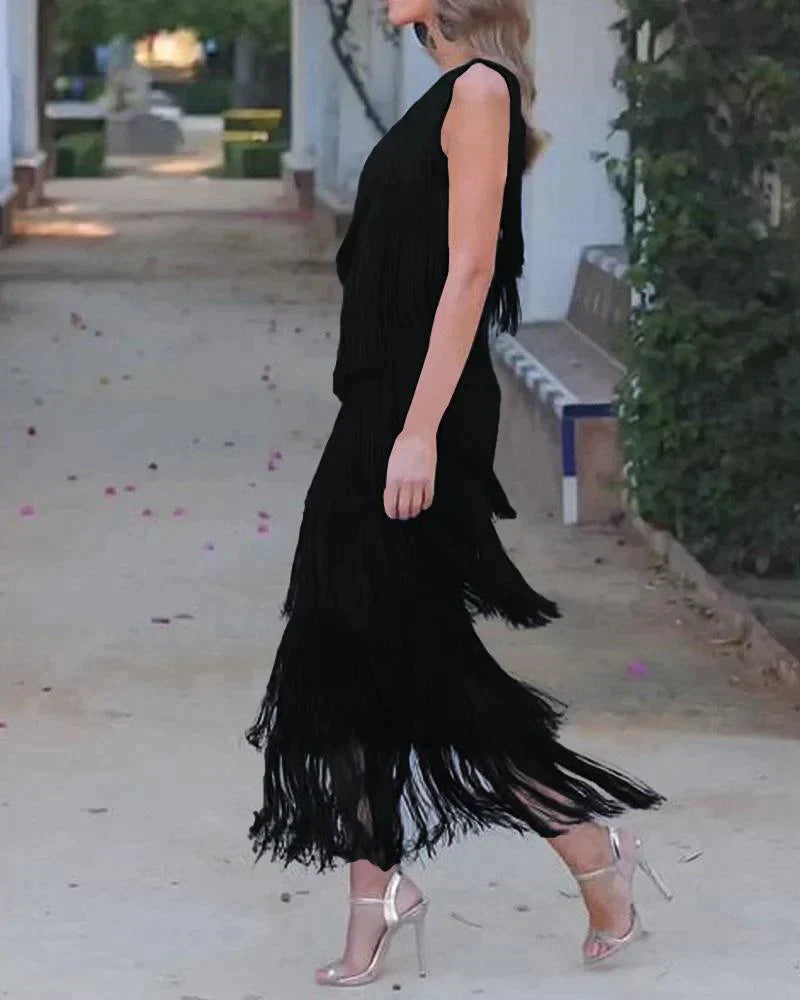 Fleur one shoulder fringe dress – image 7