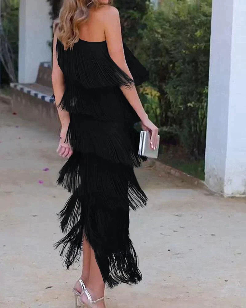 Fleur one shoulder fringe dress – image 8