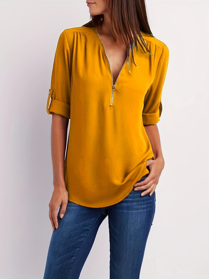 Adele V neck zip blouse – image 27