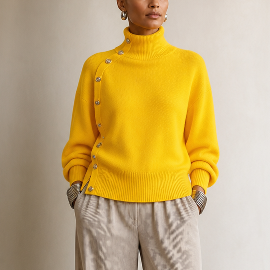 Waverly mock neck sweater with gold buttons – image 5