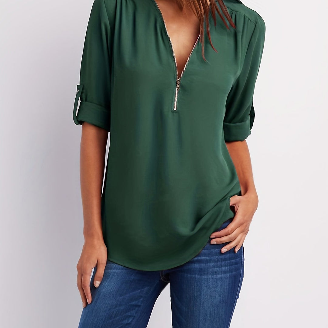 Adele V neck zip blouse – image 7