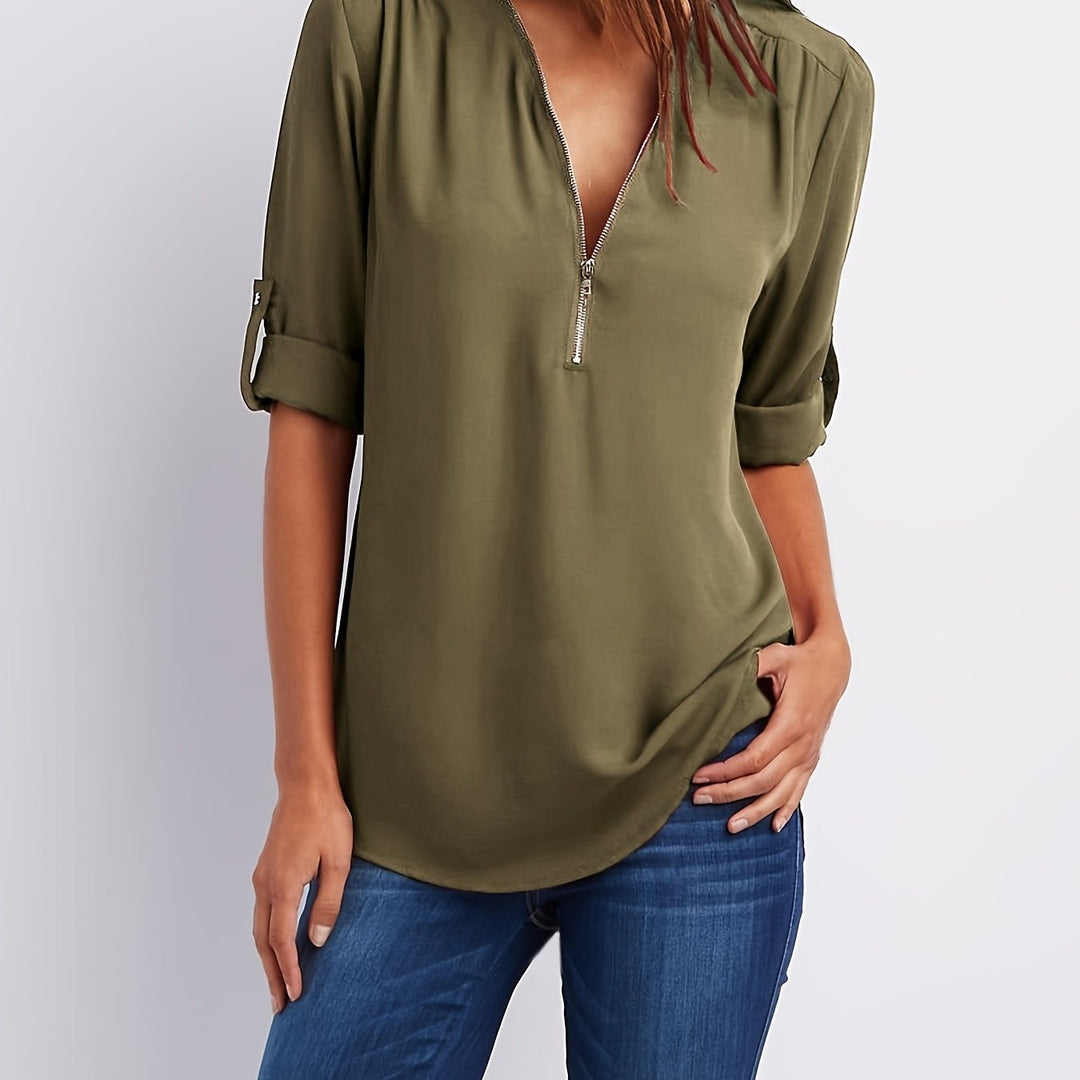 Adele V neck zip blouse – image 11