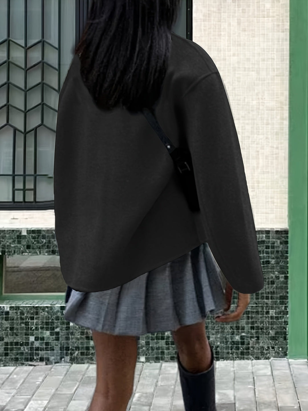 Maeve cropped stand collar pea coat – image 10