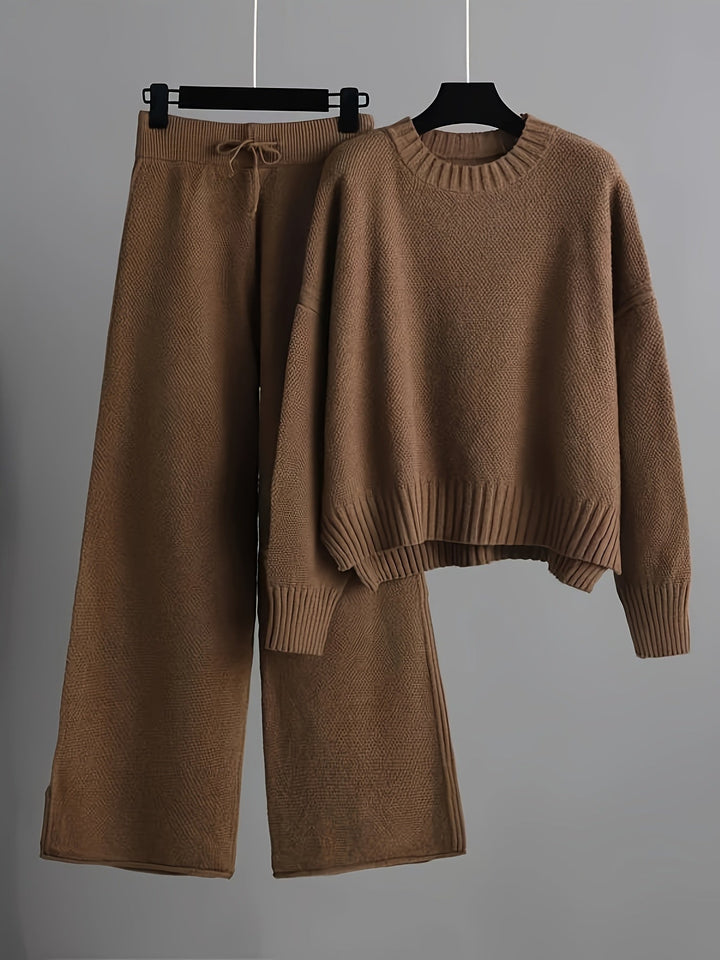 Vada textured knit wide leg pants set – image 2