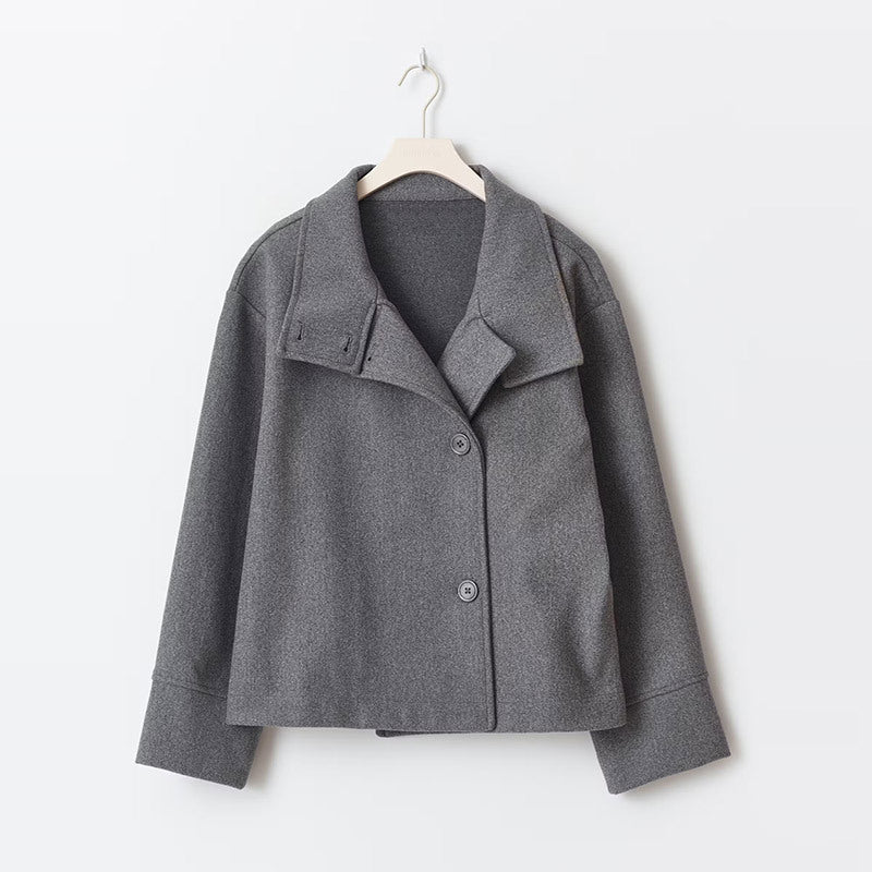 Alvera funnel neck cropped jacket with asymmetric buttons – image 4