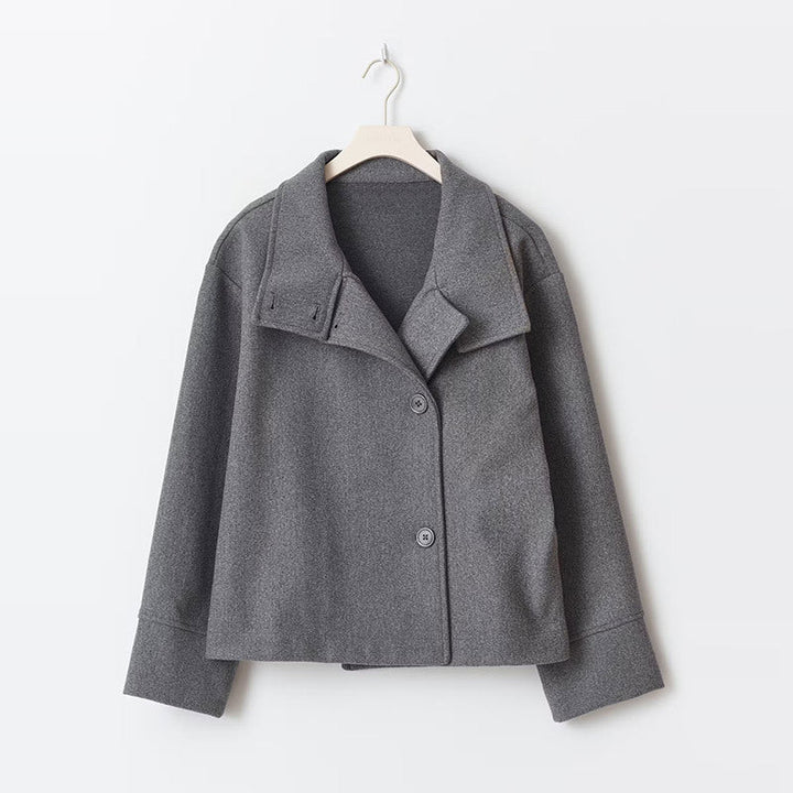 Alvera funnel neck cropped jacket with asymmetric buttons – image 4