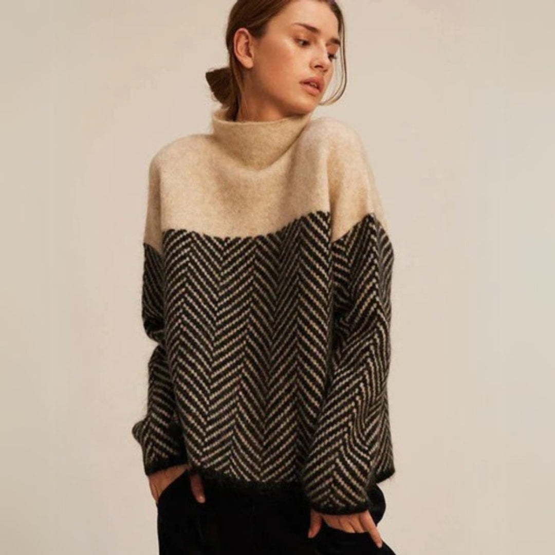 Zoya herringbone oversized turtleneck sweater – image 2