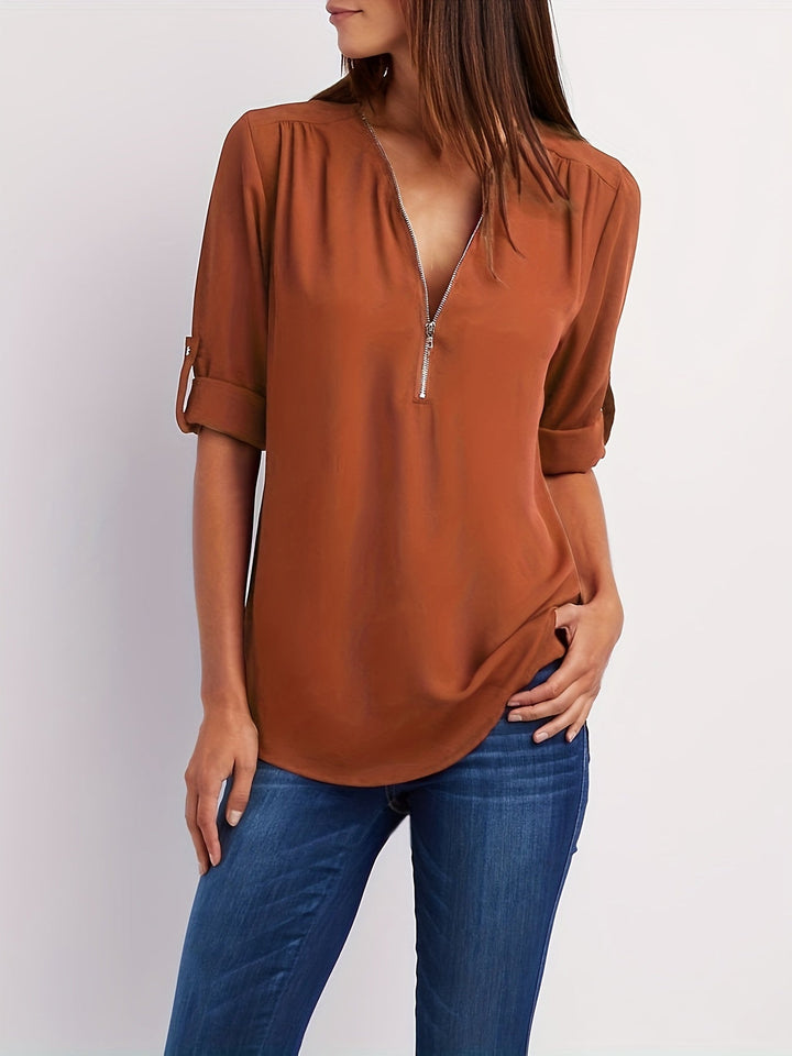 Adele V neck zip blouse – image 20