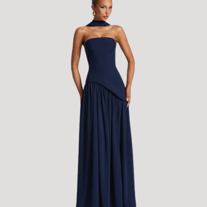 Cecily strapless maxi dress with choker neck – image 15